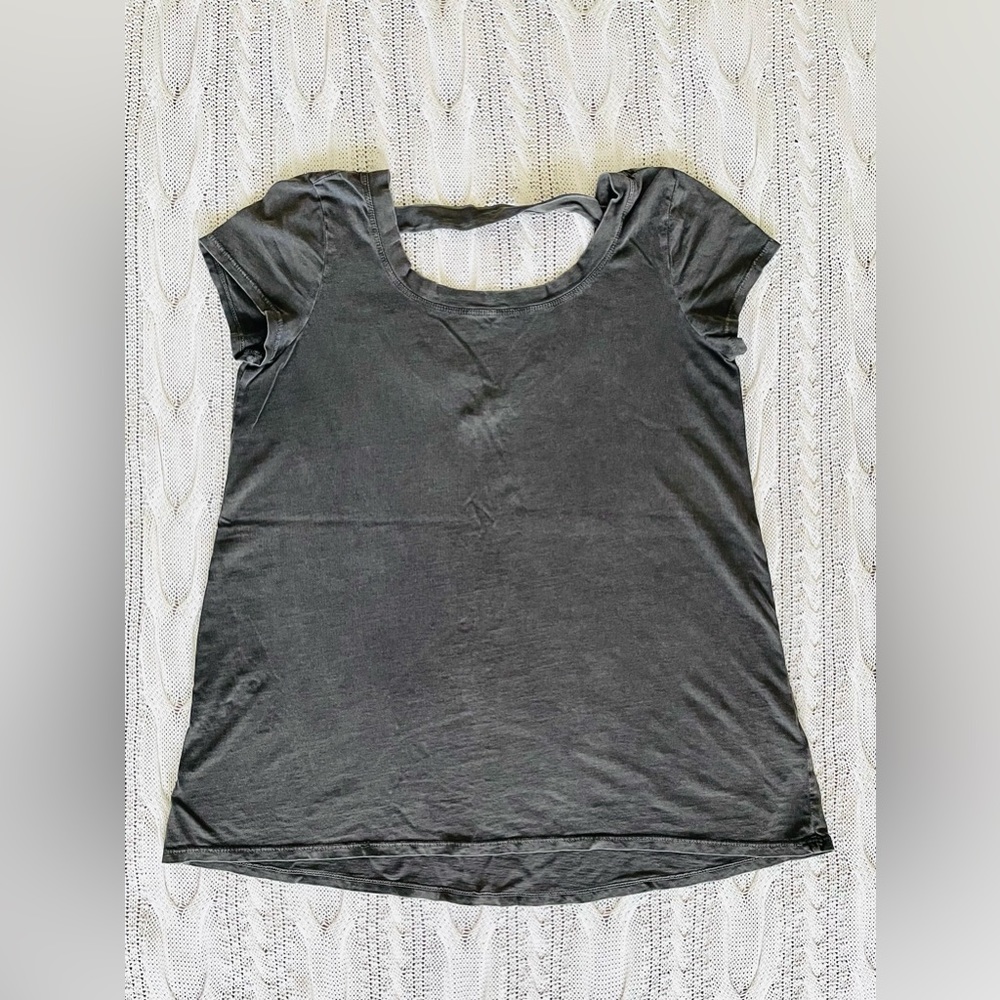 Cable & Gauge Gray Cotton Top S Relaxed Fit Low Back Casual